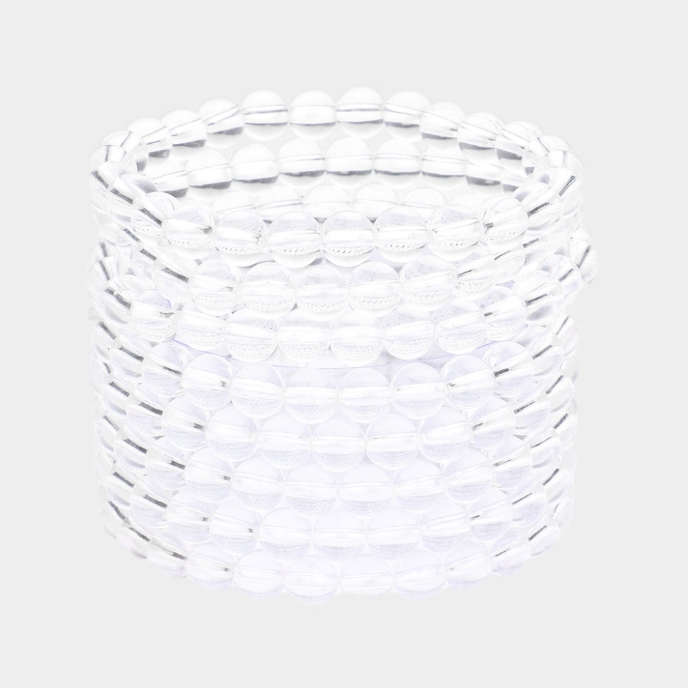 Clear Lucite 8 Piece Stacked Stretch Bracelets Statement Jewelry Accessories